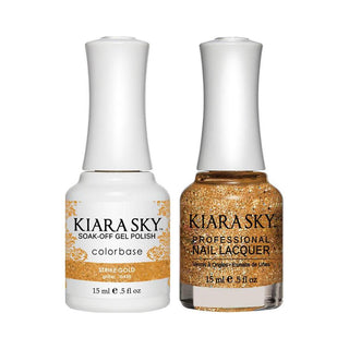 Kiara Sky Gel Nail Polish Duo - 433 Gold Glitter Colors - Strike Gold