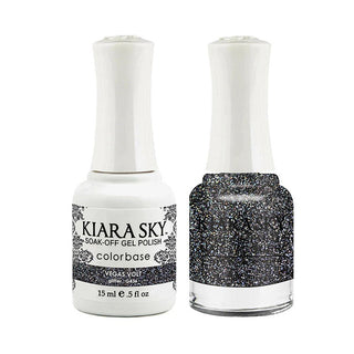 Kiara Sky Gel Nail Polish Duo - 436 Black Glitter Colors - Vegas Volt