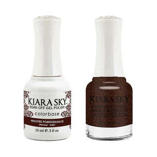Kiara Sky Gel Nail Polish Duo - 457 Red Colors - Frosted Pomegranate