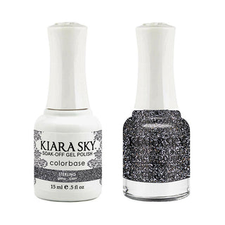 Kiara Sky Gel Nail Polish Duo - 489 Silver Glitter Colors - Sterling