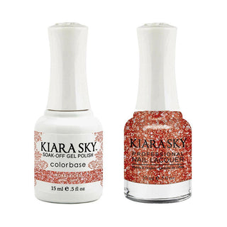 Kiara Sky Gel Nail Polish Duo - 499 Orange Glitter Colors - Koral Kicks