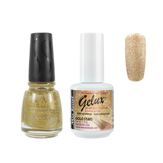 Mia Secret - The Match (Gelux and French Manicure Combo) Gold Stars