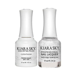 Kiara Sky Gel Nail Polish Duo - 555 White Colors - Frosted Sugar