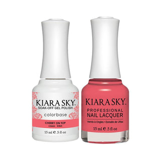 Kiara Sky Gel Nail Polish Duo - 563 Pink Neon Colors - Cherry On Top