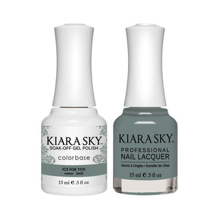 Kiara Sky Gel Nail Polish Duo - 602 Gray Green Colors - Ice For You