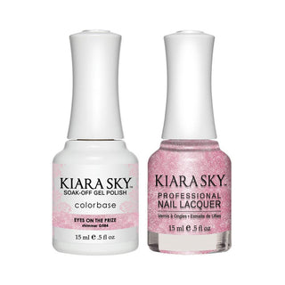 Kiara Sky Gel Nail Polish Duo - 584 Pink Glitter Colors - Eyes On The Prize