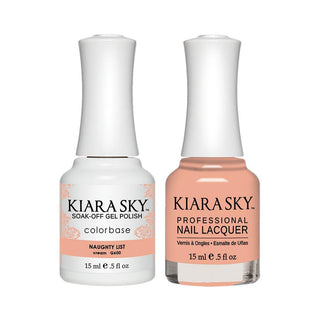 Kiara Sky Gel Nail Polish Duo - 600 Beige Neutral Colors - Naughty List